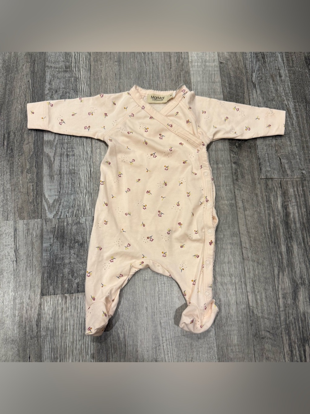 MarMar Copenhagen Pink Floral Wrap Front One Piece for Baby